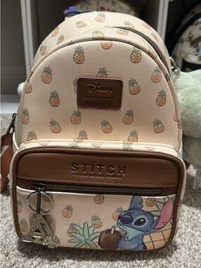 Disney Loungefly Stitch Pineapple Mini Backpack - Cream & Brown